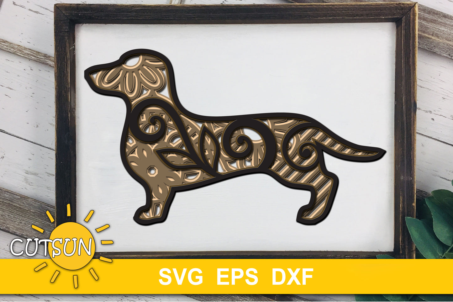 3D Layered Dachshund SVG