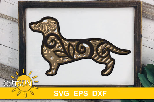 3D Layered Dachshund SVG