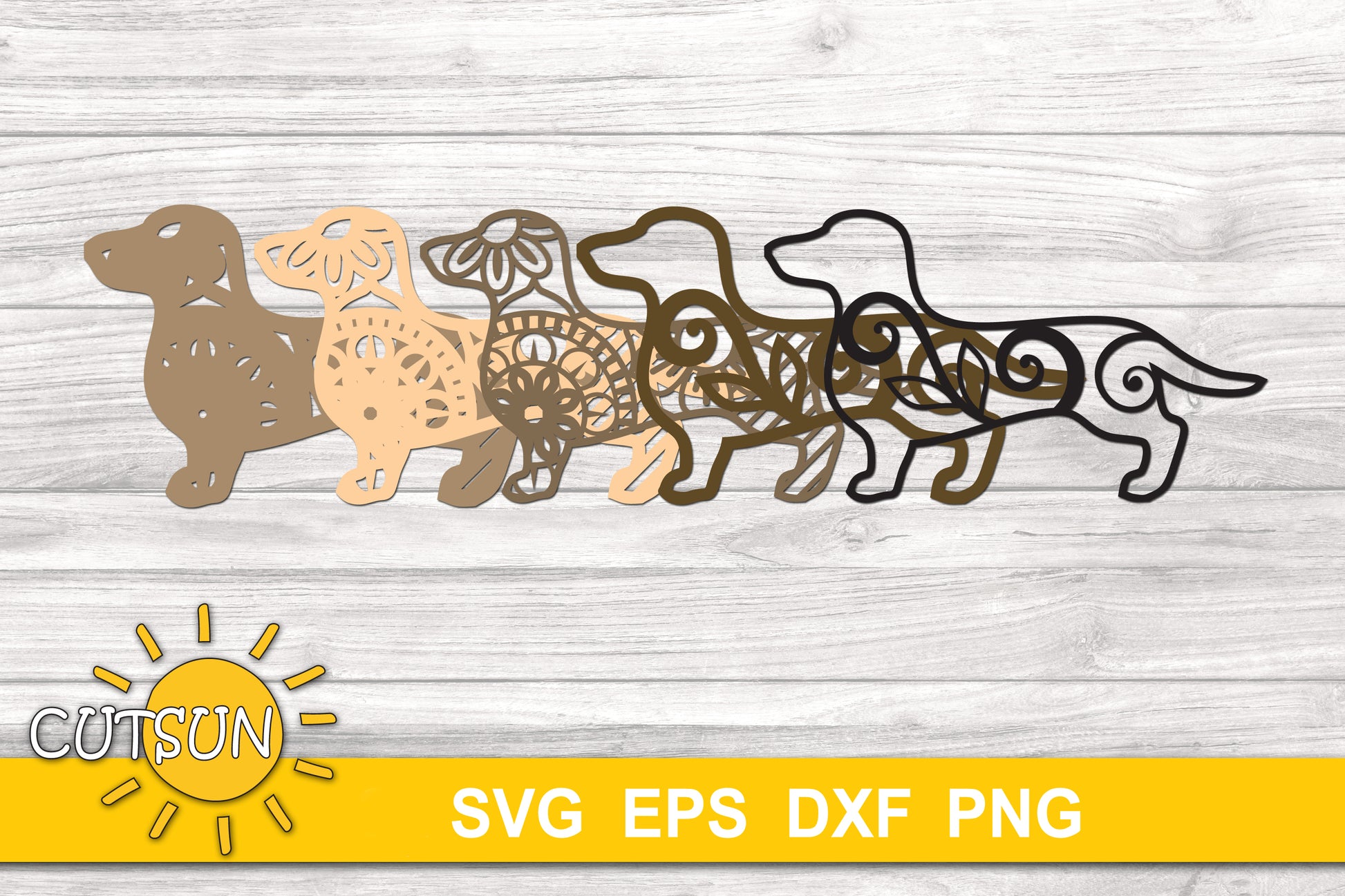 3D Layered Dachshund SVG