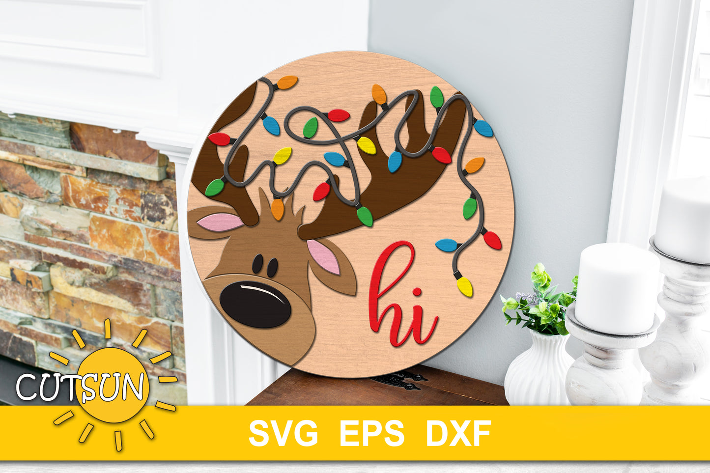 Reindeer Door hanger SVG | Reindeer hi door sign SVG | Christmas door hanger SVG