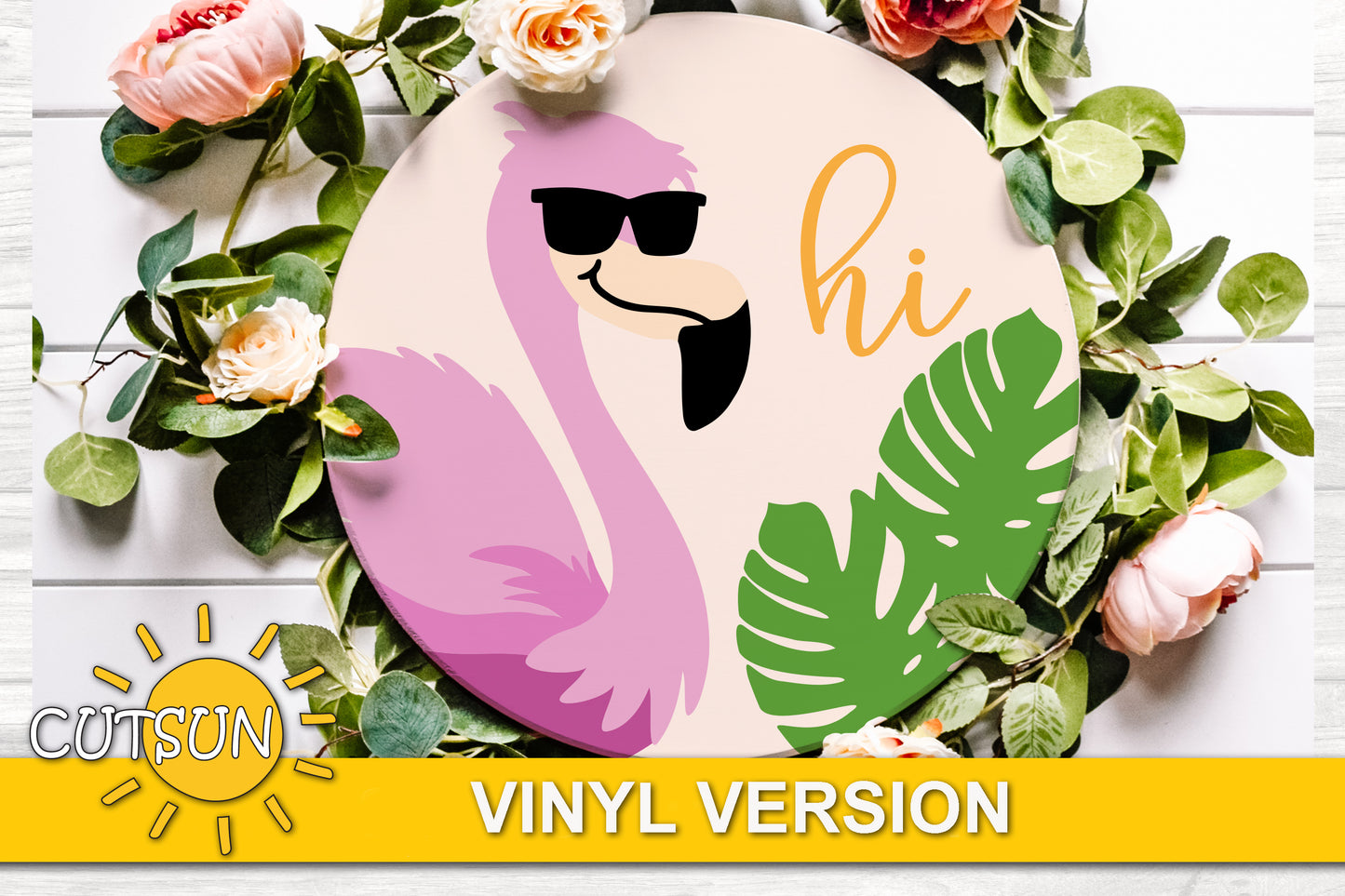 Flamingo hi door hanger svg