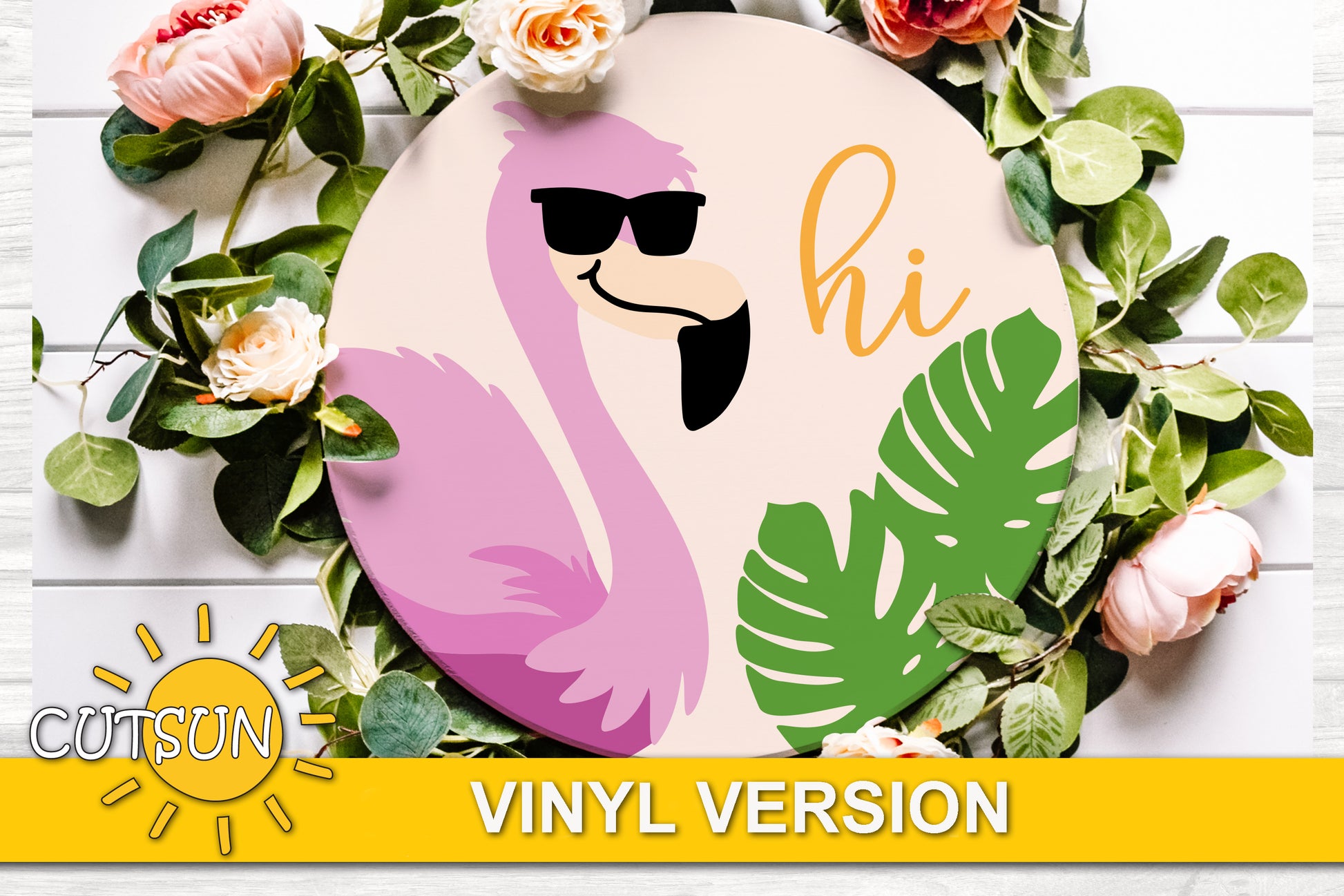 Flamingo hi door hanger svg