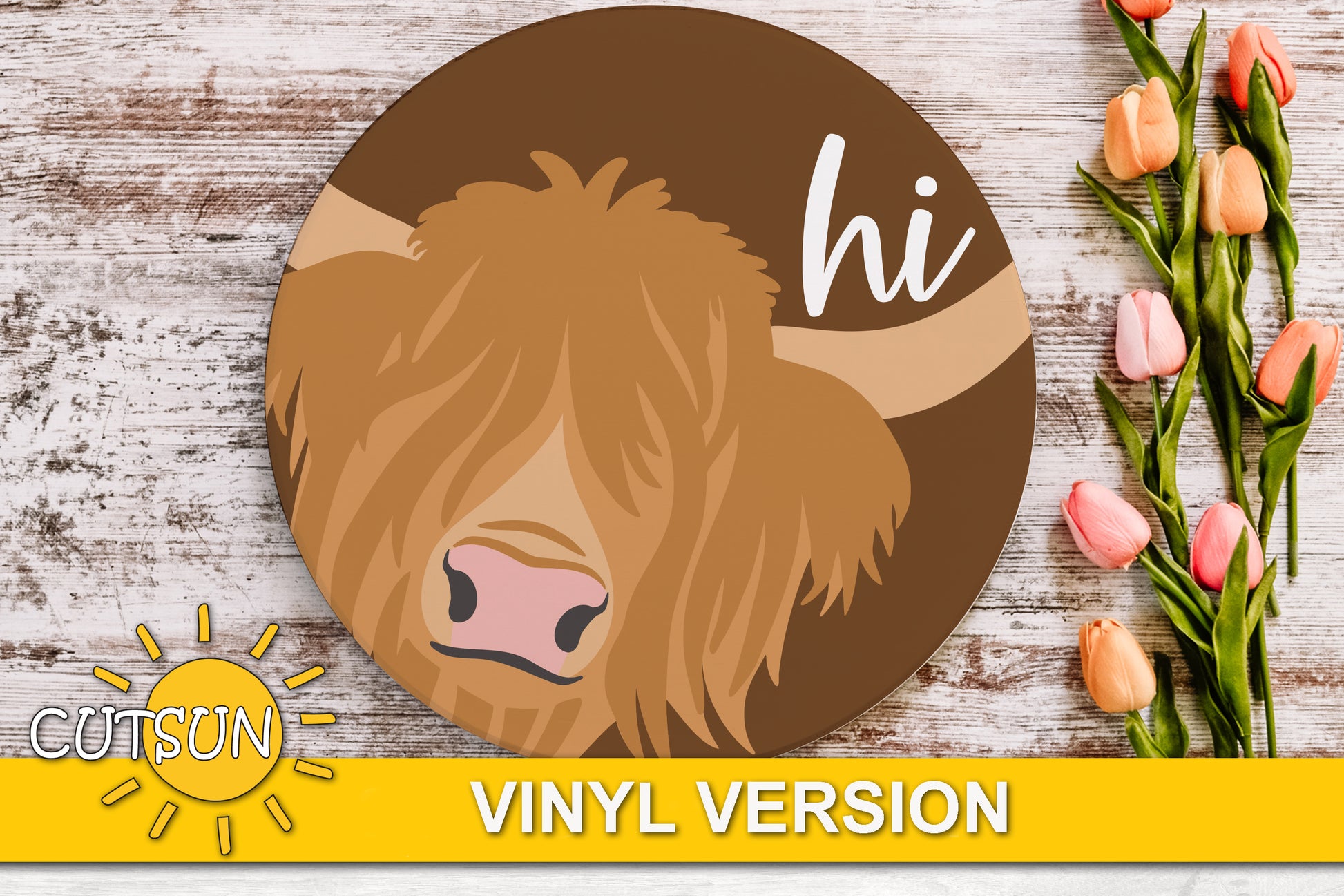 Highland cow door hanger SVG