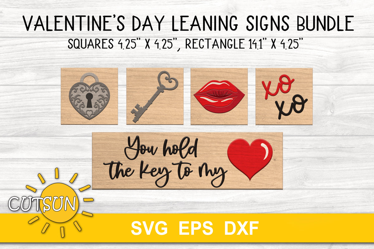 Valentine's day leaning signs SVG bundle