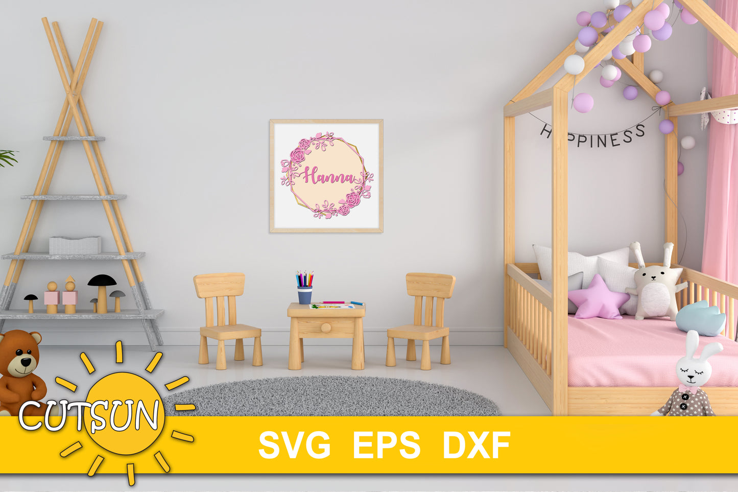 3D Layered Floral frame SVG