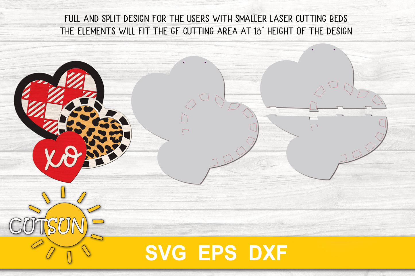 Valentines Day Door Hanger SVG | Valentine's day Hearts svg | Patterned hearts door hanger svg