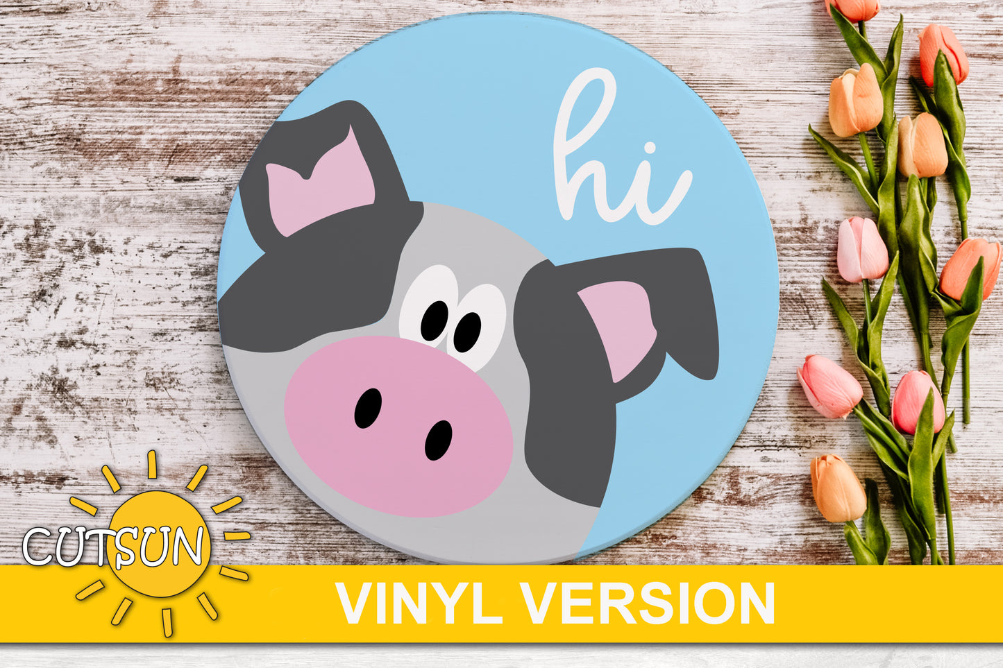 Pig Hi door hanger SVG