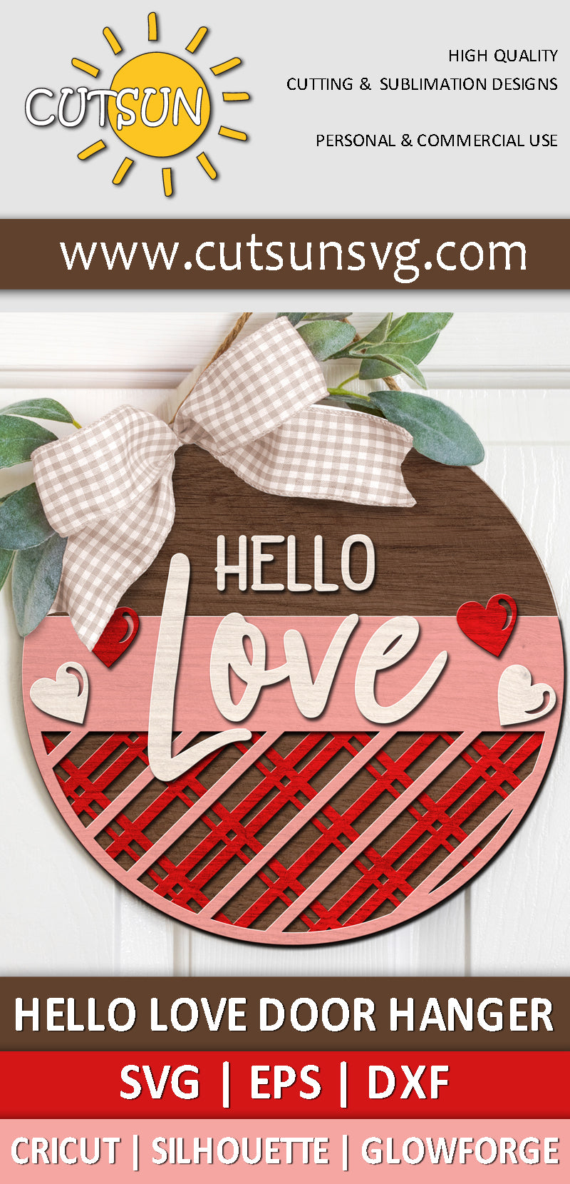 Hello Love Door Hanger svg