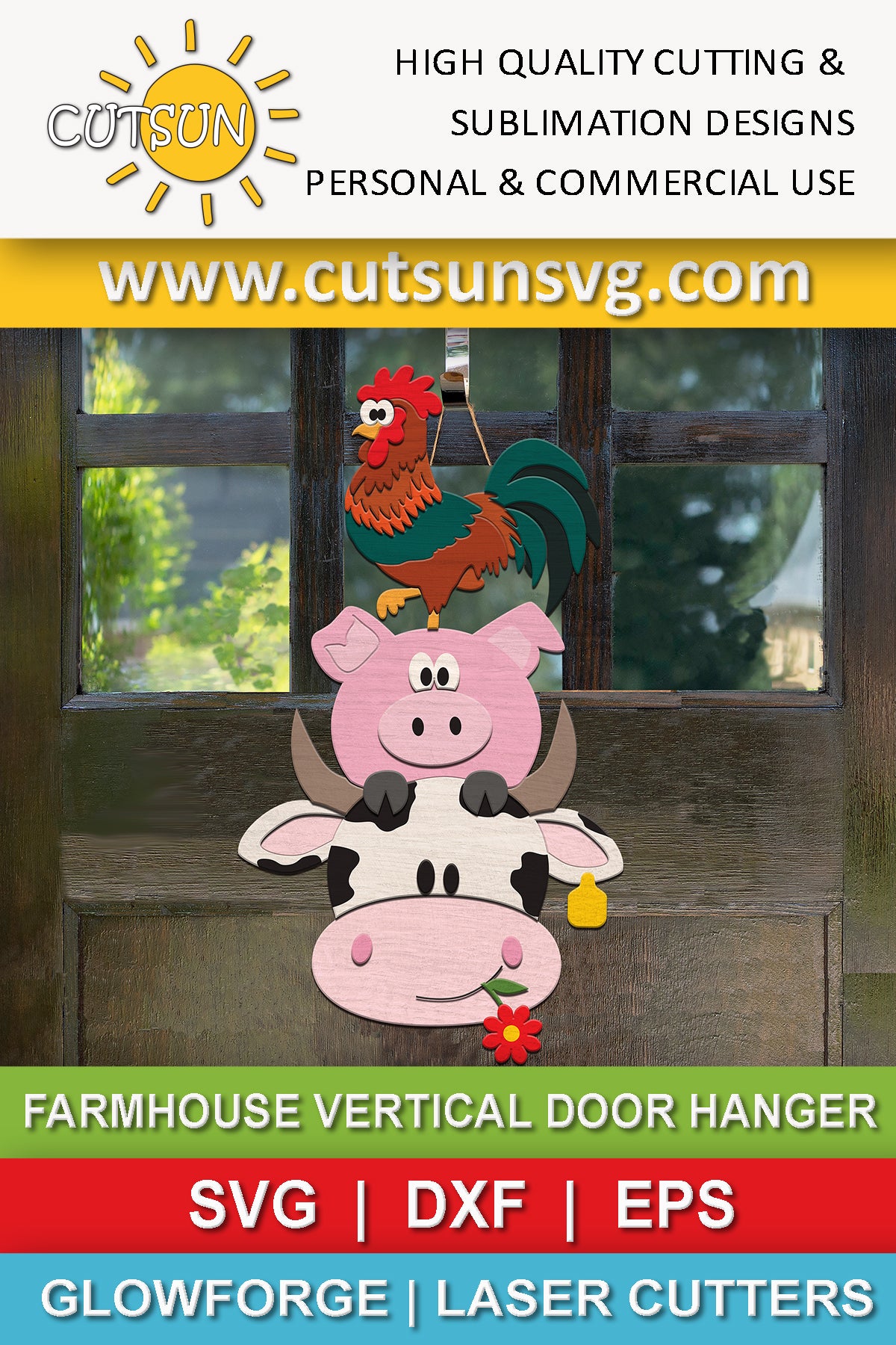 Farmhouse vertical door hanger SVG