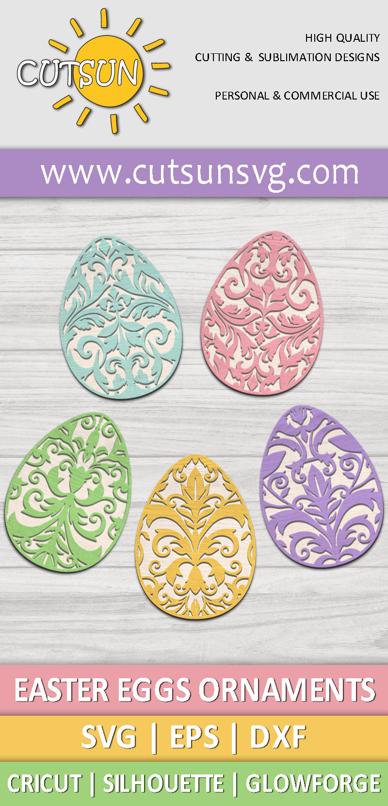 Easter Eggs Ornaments SVG bundle