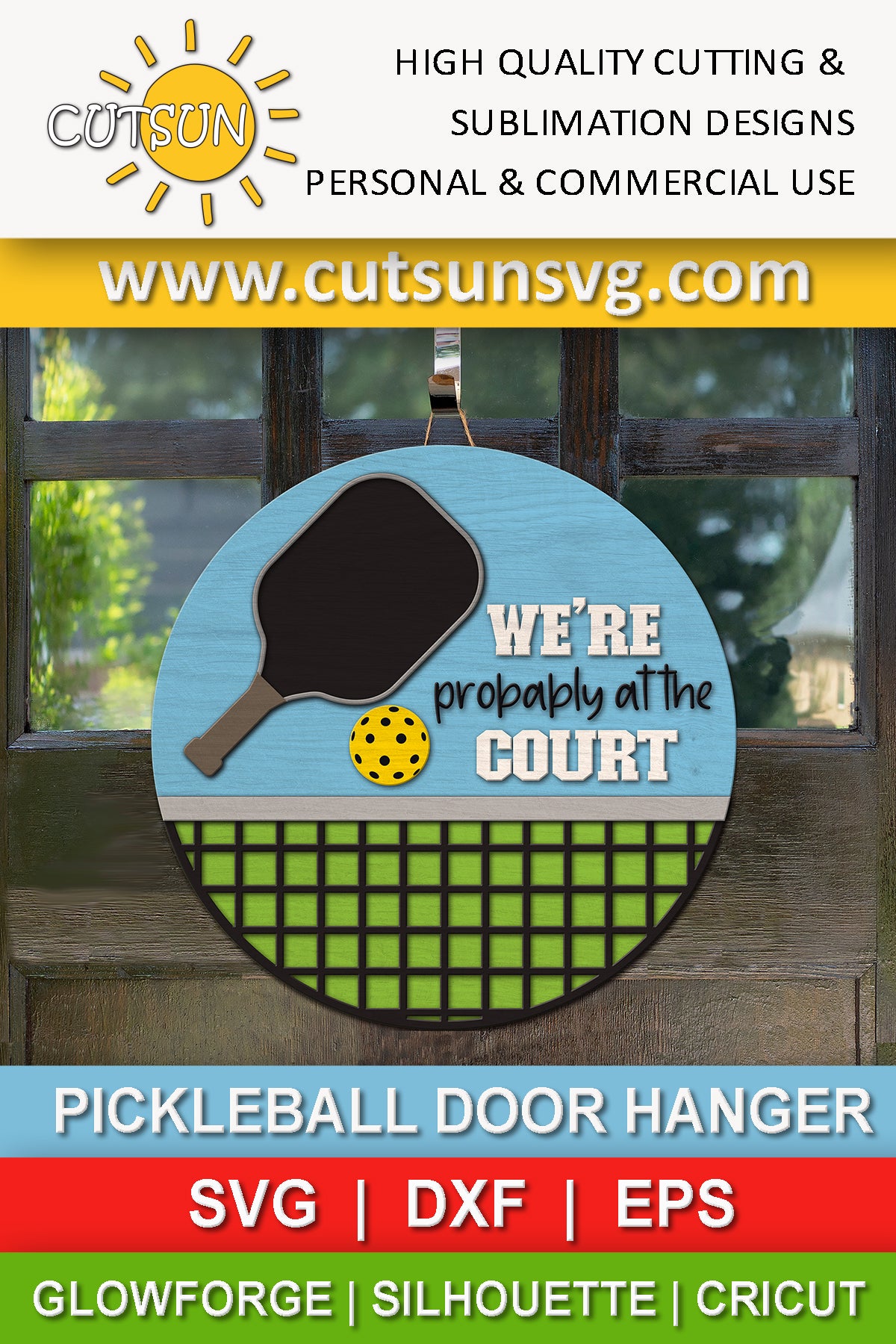 Pickleball door hanger SVG