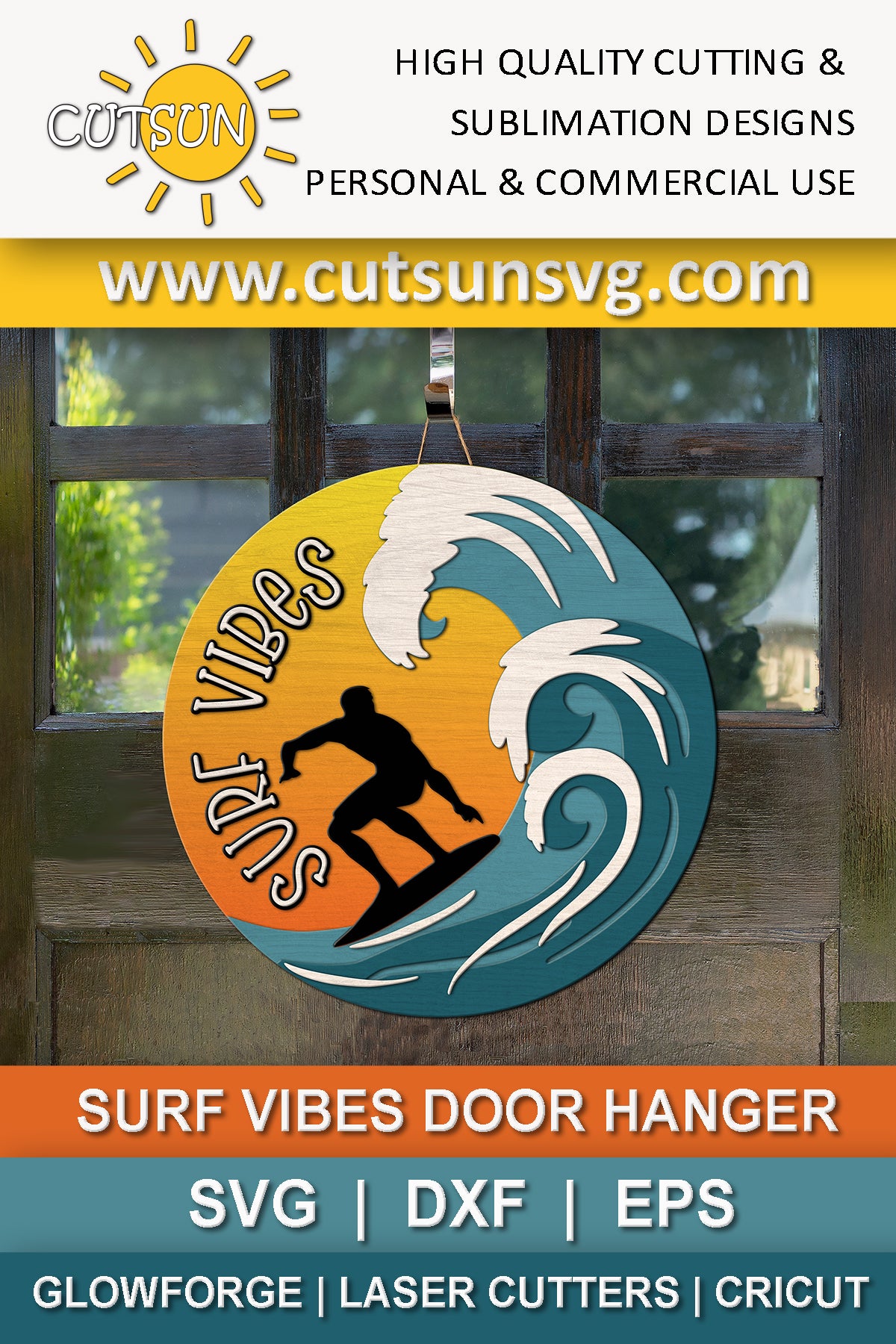 Surf Vibes door hanger SVG