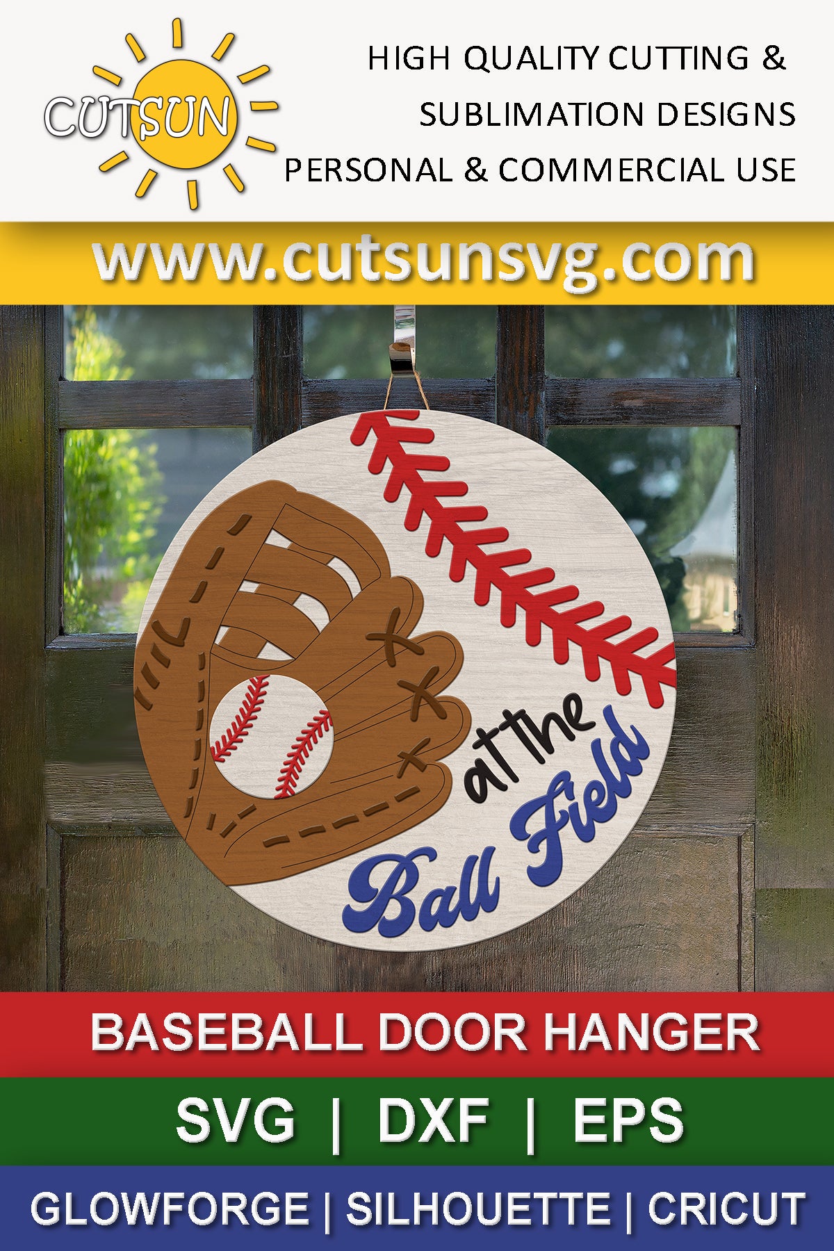 Baseball door hanger SVG