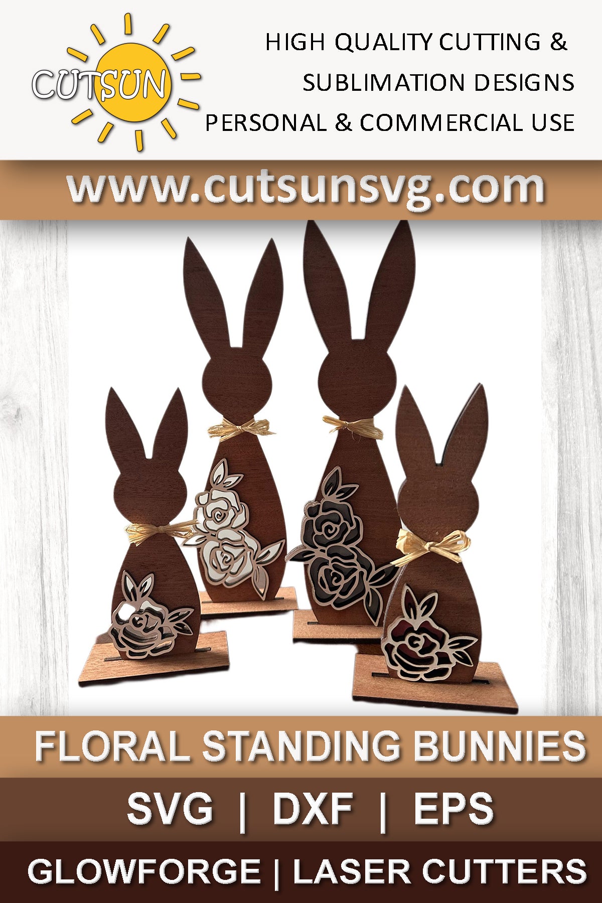 Easter bunny shelf sitters SVG | Floral bunnies shelf sitters SVG