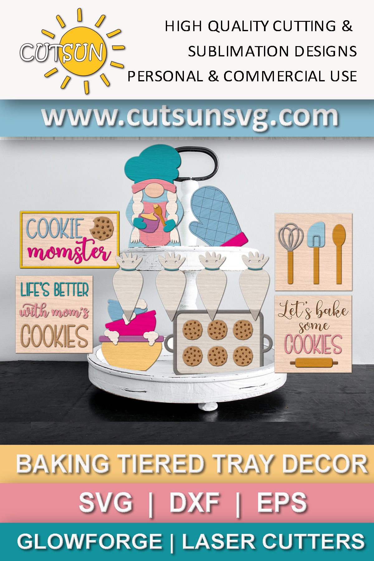 Cookie baking tiered tray decor SVG