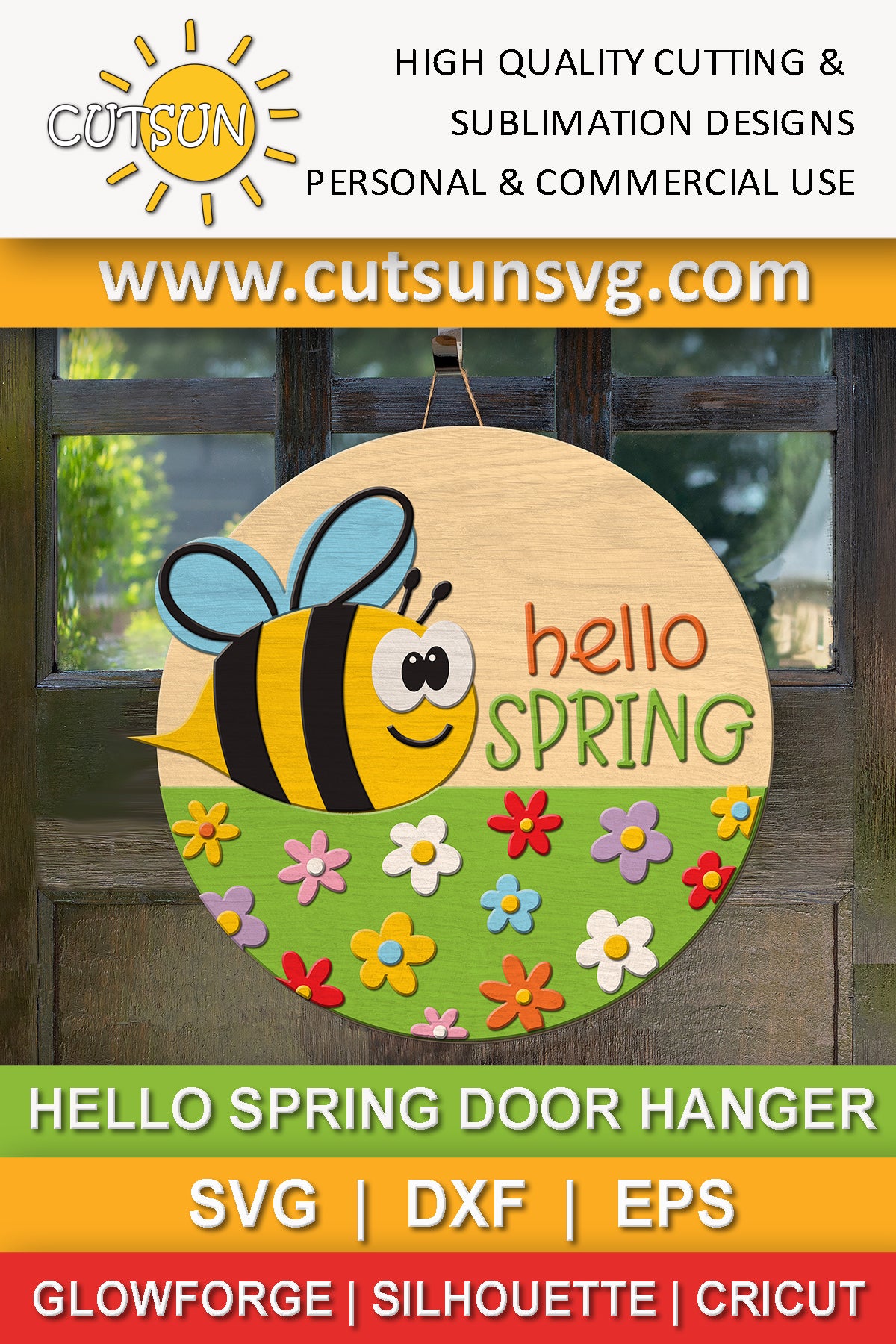 Hello Spring door hanger SVG