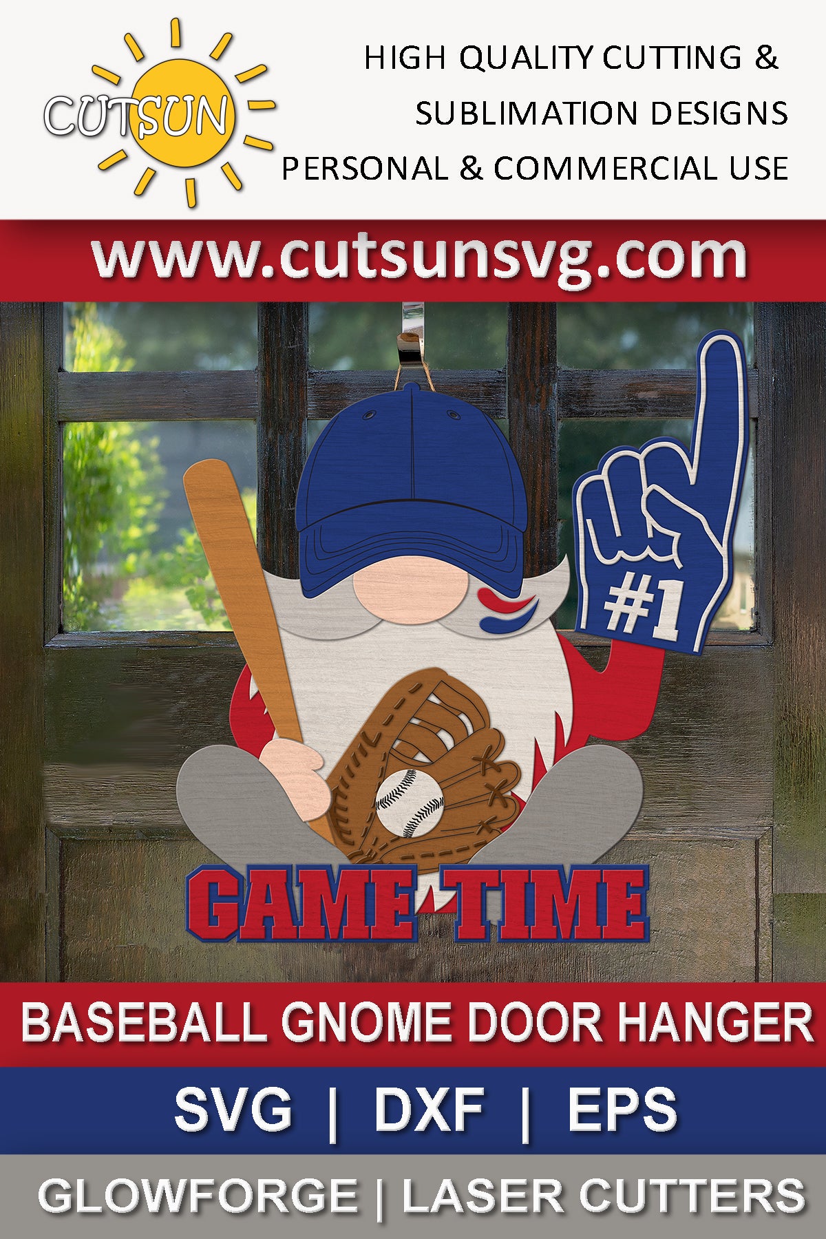 Baseball gnome Door hanger SVG