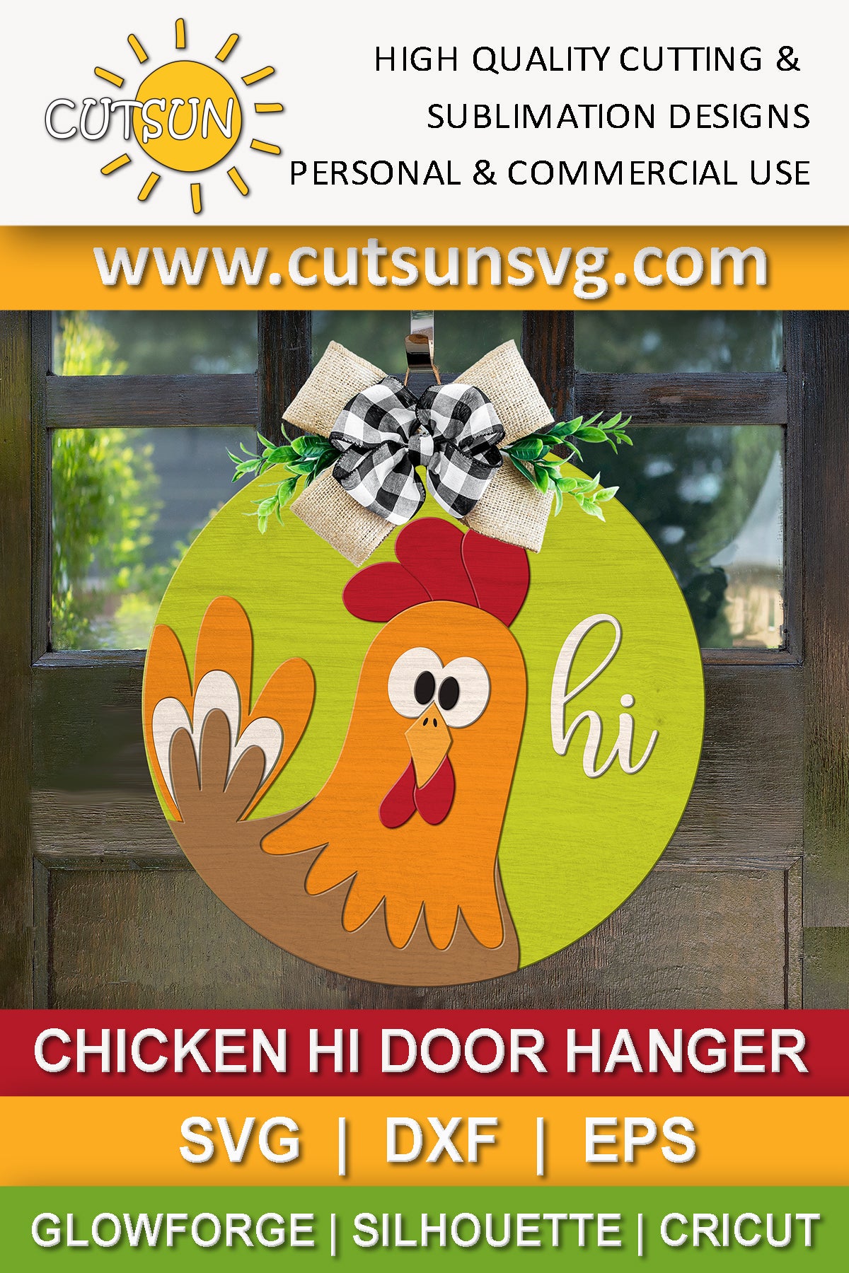 Chicken Hi door hanger SVG