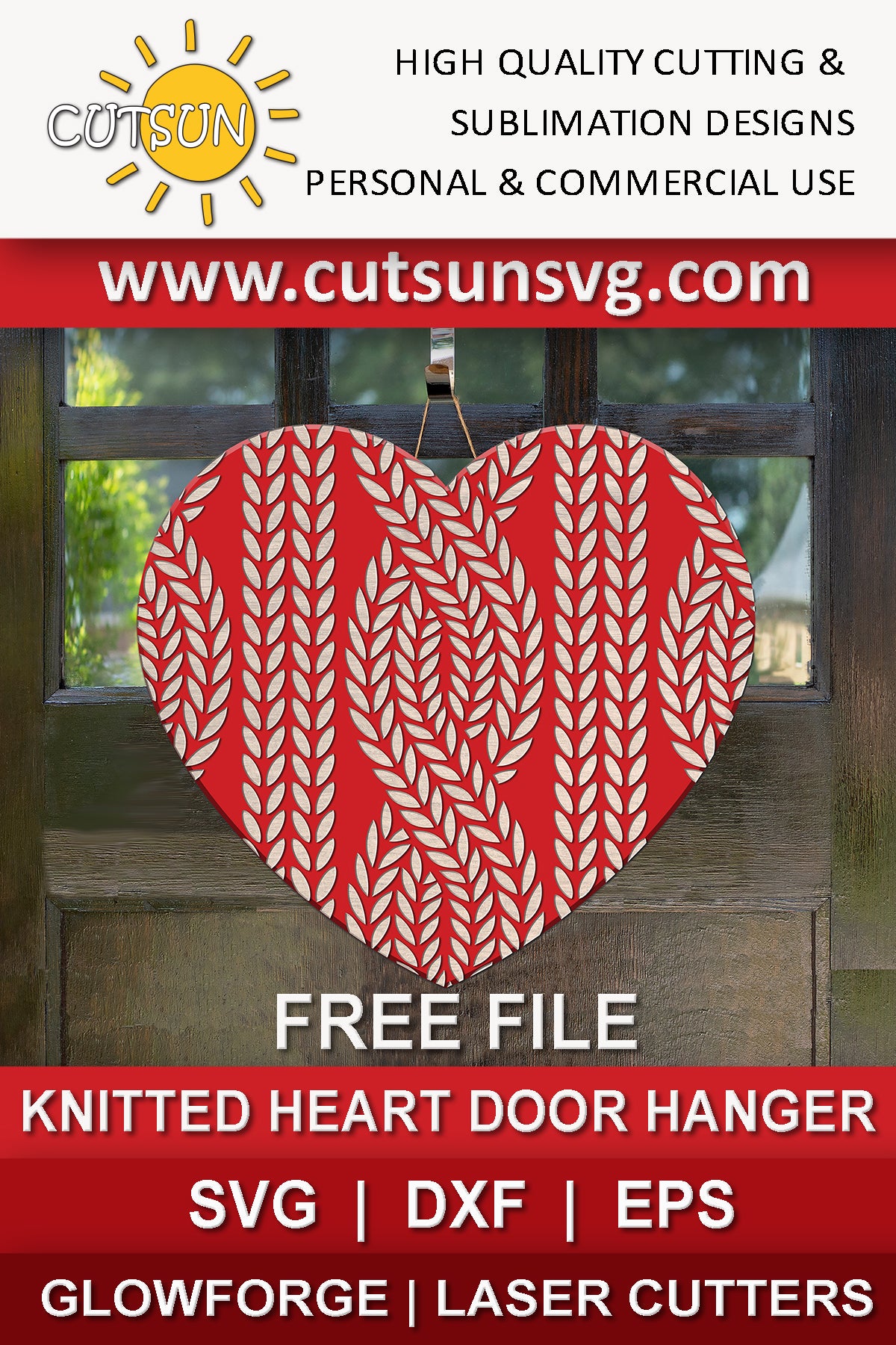 Knitted heart door hanger SVG