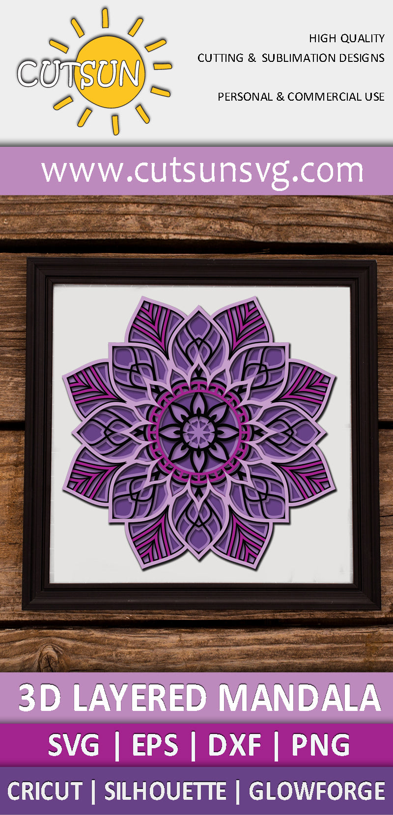 3D Layered Mandala SVG 5 layers