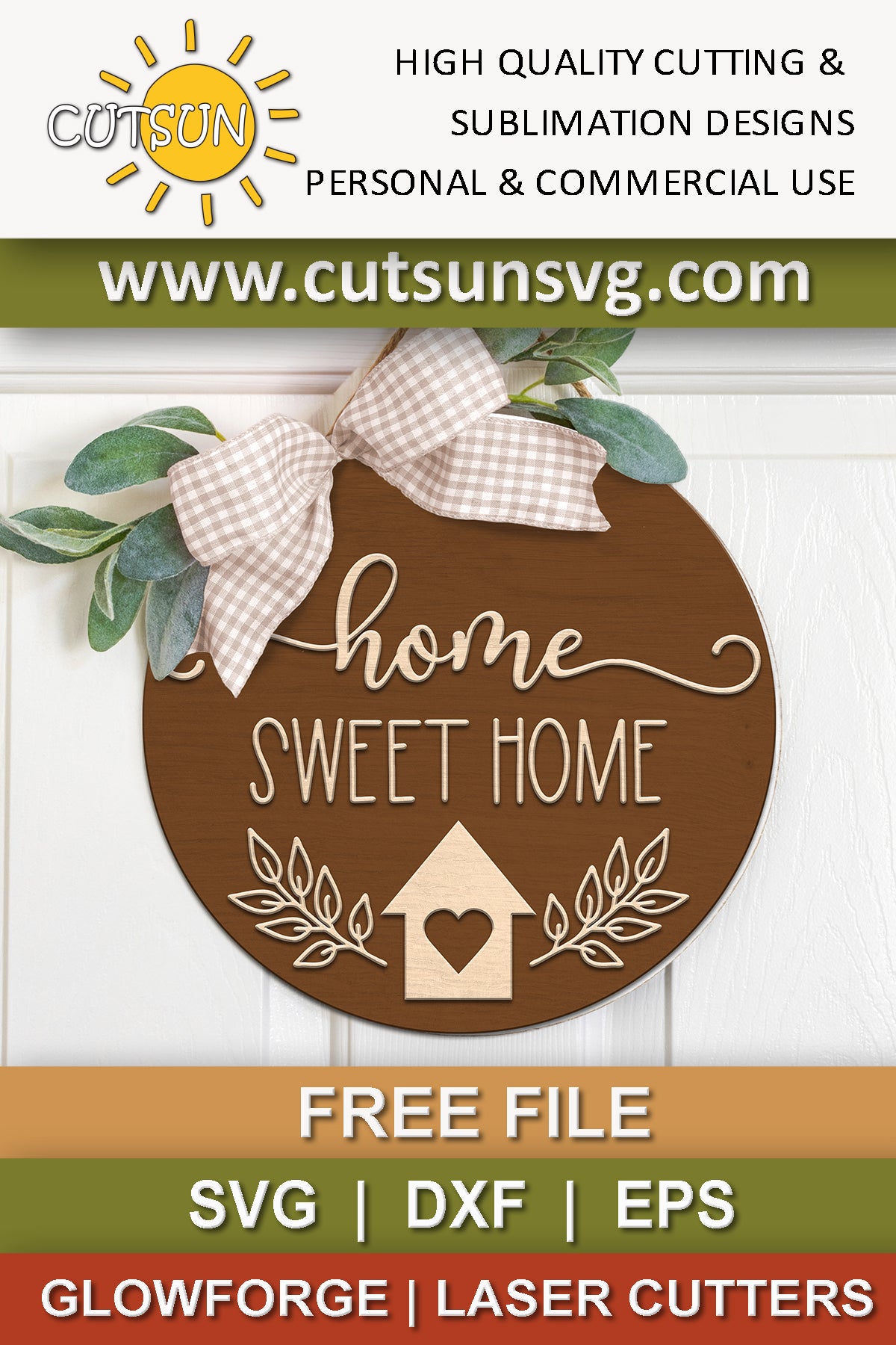 Home Sweet Home Door hanger Free SVG
