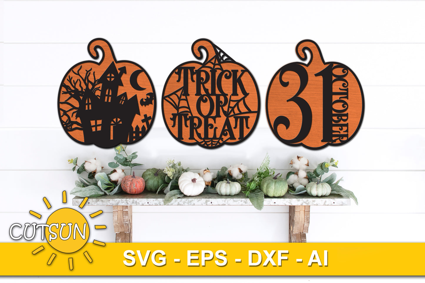 Patterned Halloween pumpkins SVG bundle