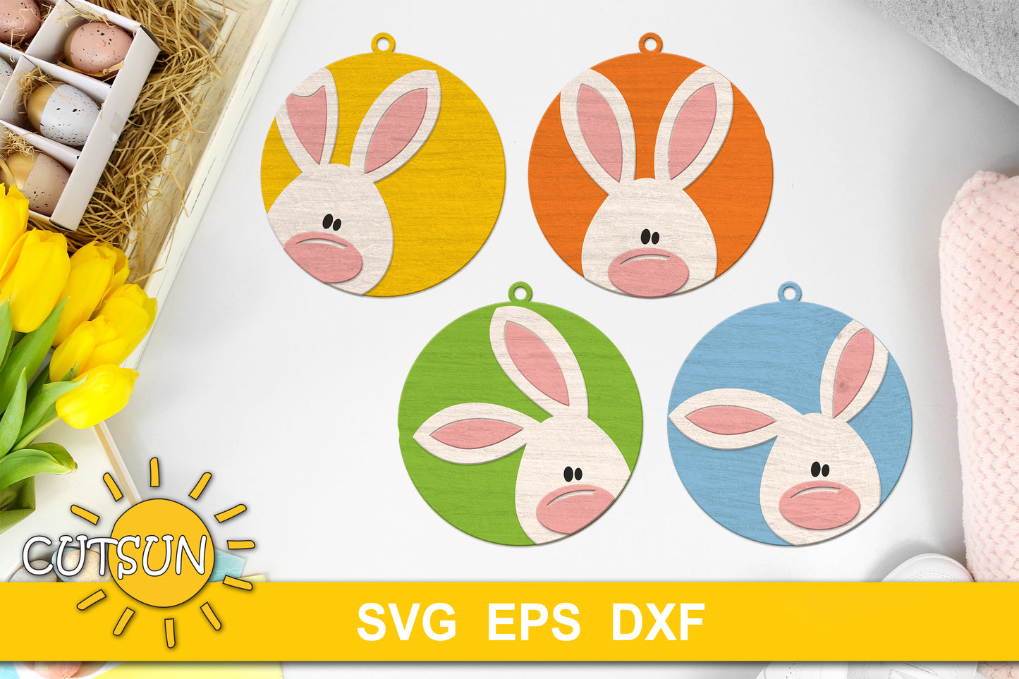 Round Easter ornaments SVG bundle