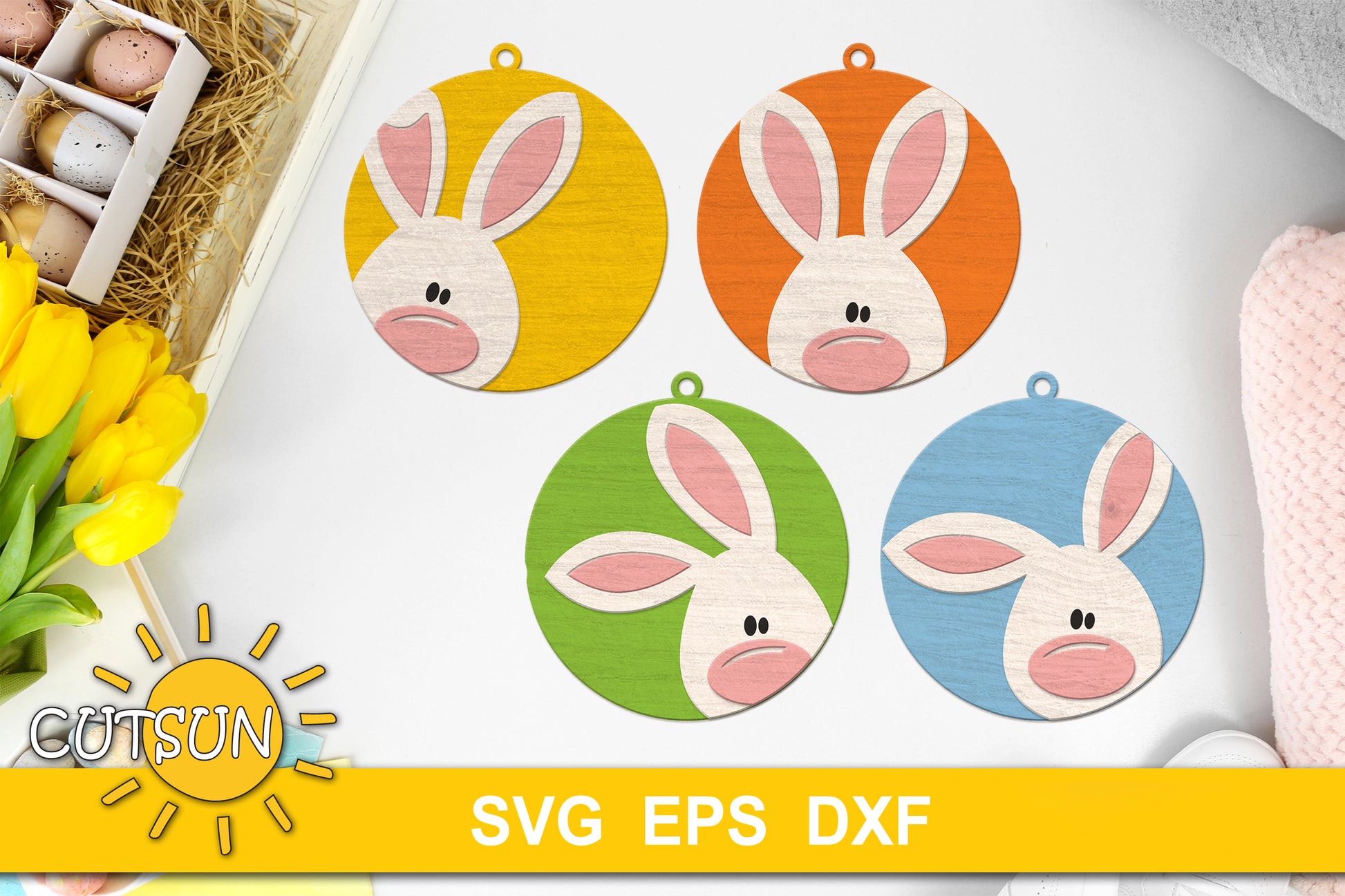 Round Easter ornaments SVG bundle
