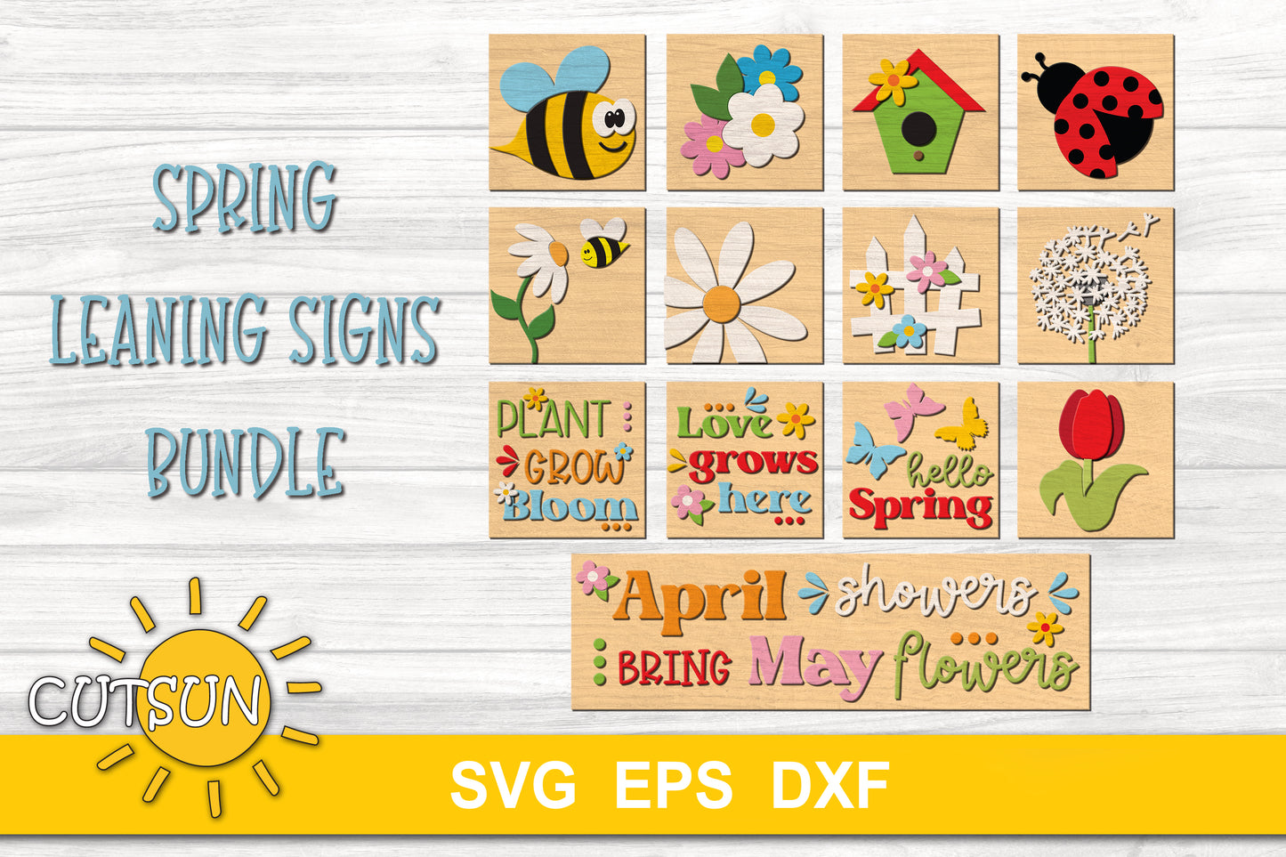 Spring leaning signs SVG bundle
