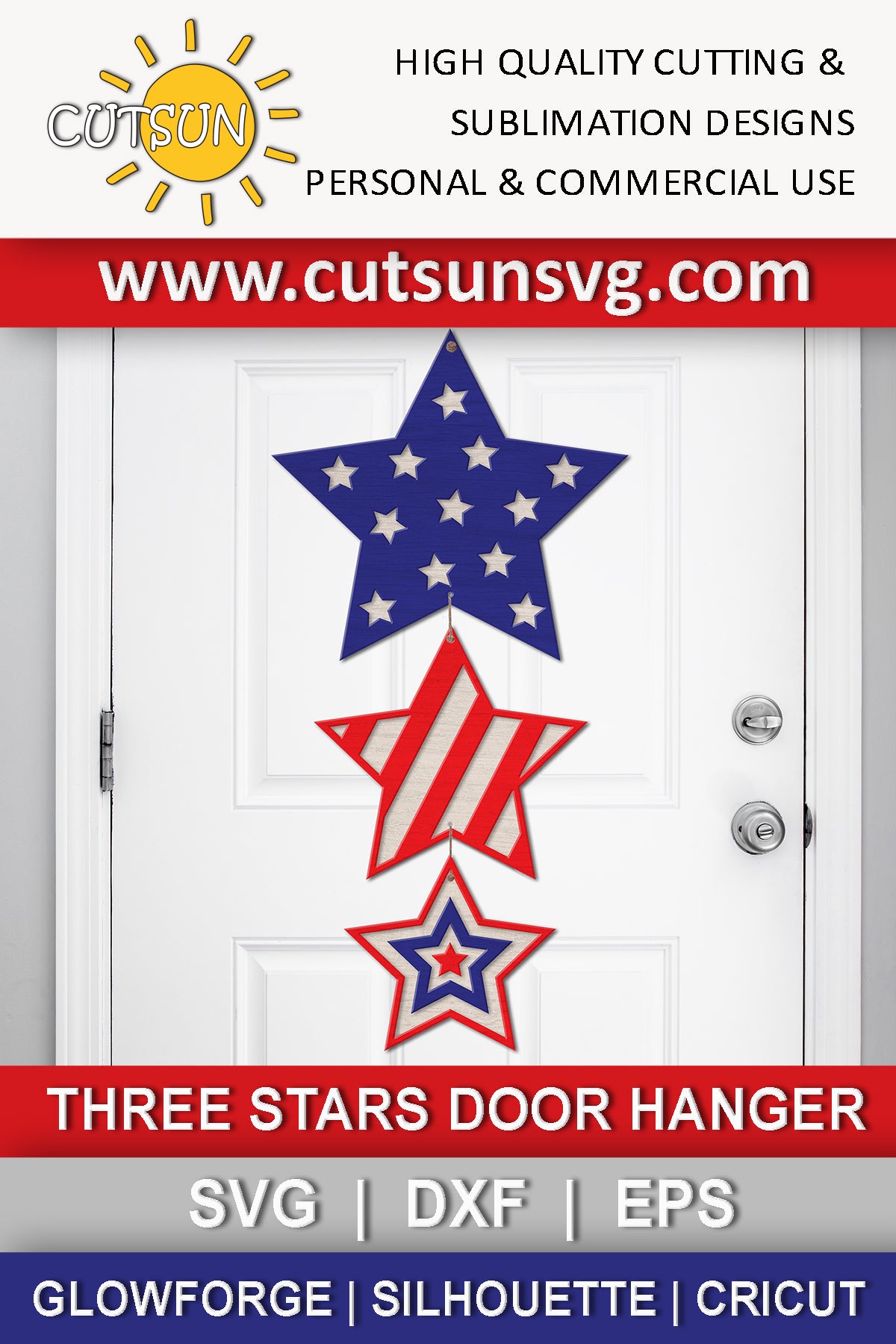 Patriotic stars door hanger svg