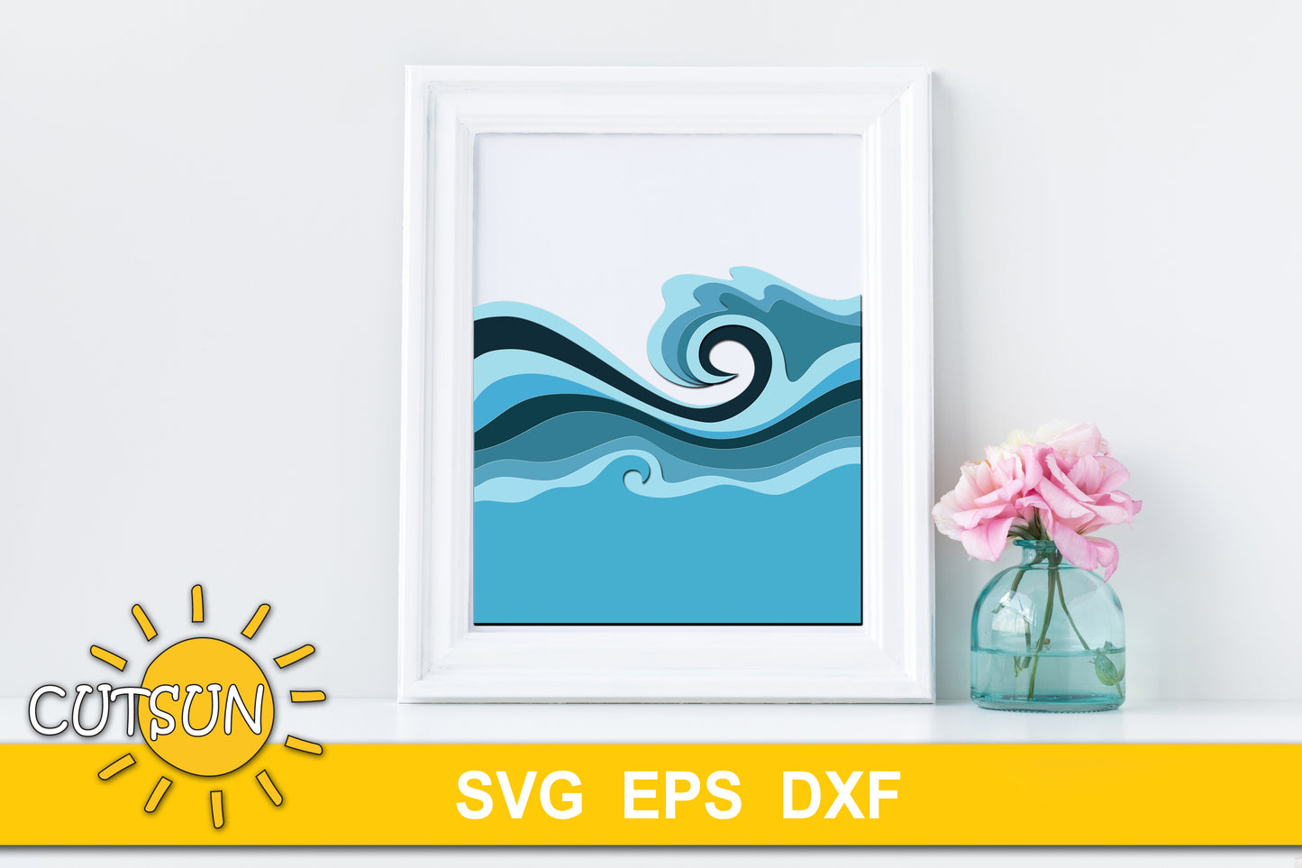 3D Layered Waves backgrounds SVG bundle