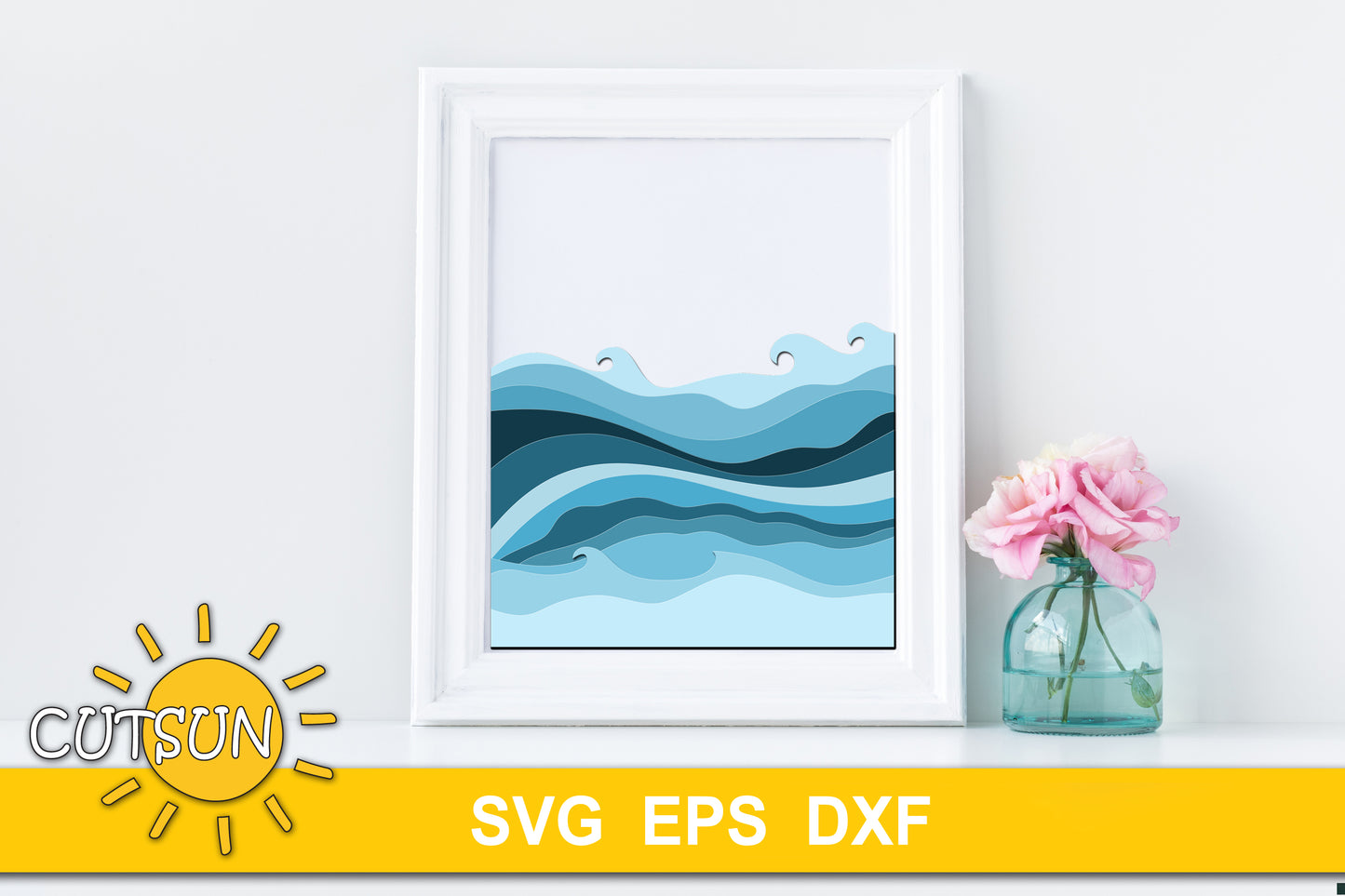 3D Layered Waves backgrounds SVG bundle