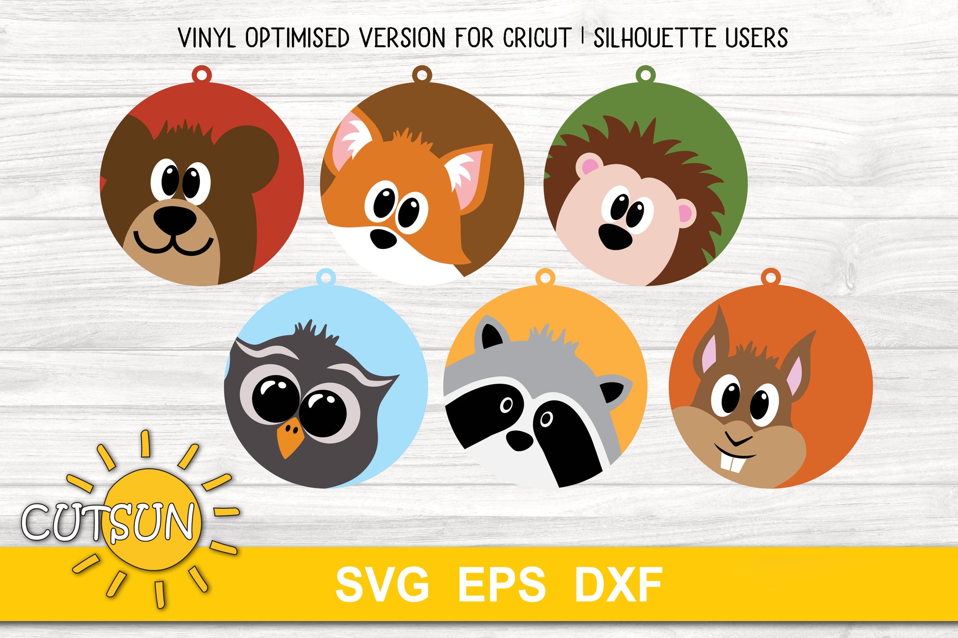 Woodland animals Christmas ornaments SVG bundle