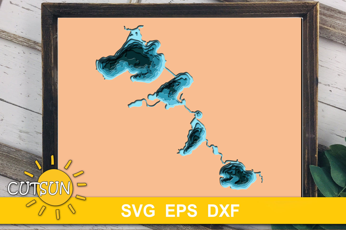 3D Layered Yahara River Lakes depth map SVG