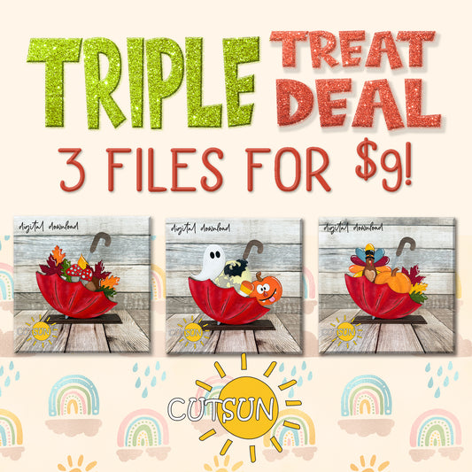 Fall, Halloween & Thanksgiving Add-On Bundle – Upside-Down Umbrella Shelf Sitter | Seasonal Laser Cut SVG Files