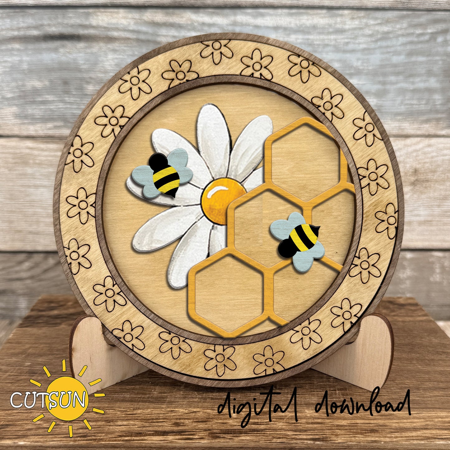 Bee Round Sign SVG Bundle with Interchangeable Frame – 6 Honey Bee Rounds