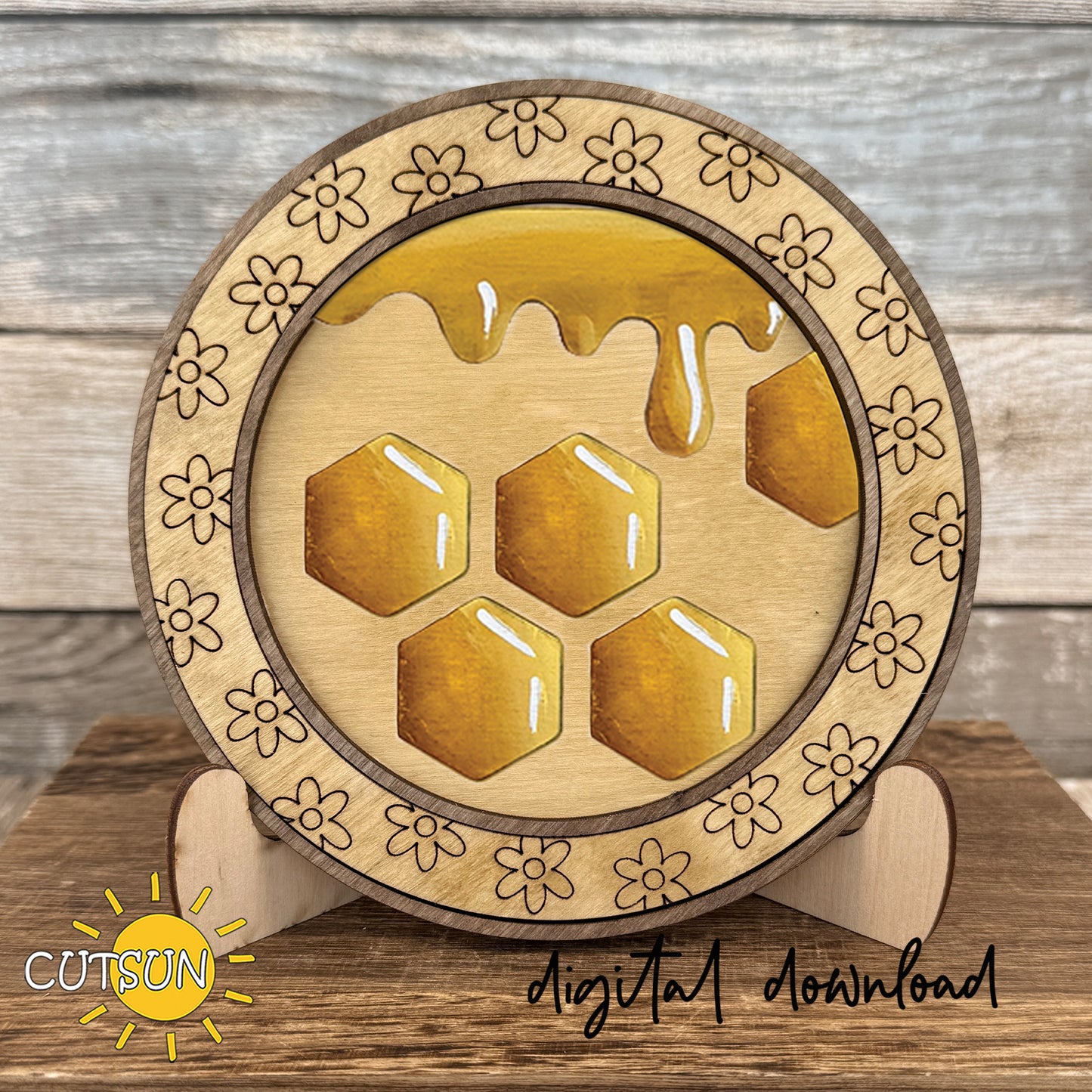Bee Round Sign SVG Bundle with Interchangeable Frame – 6 Honey Bee Rounds