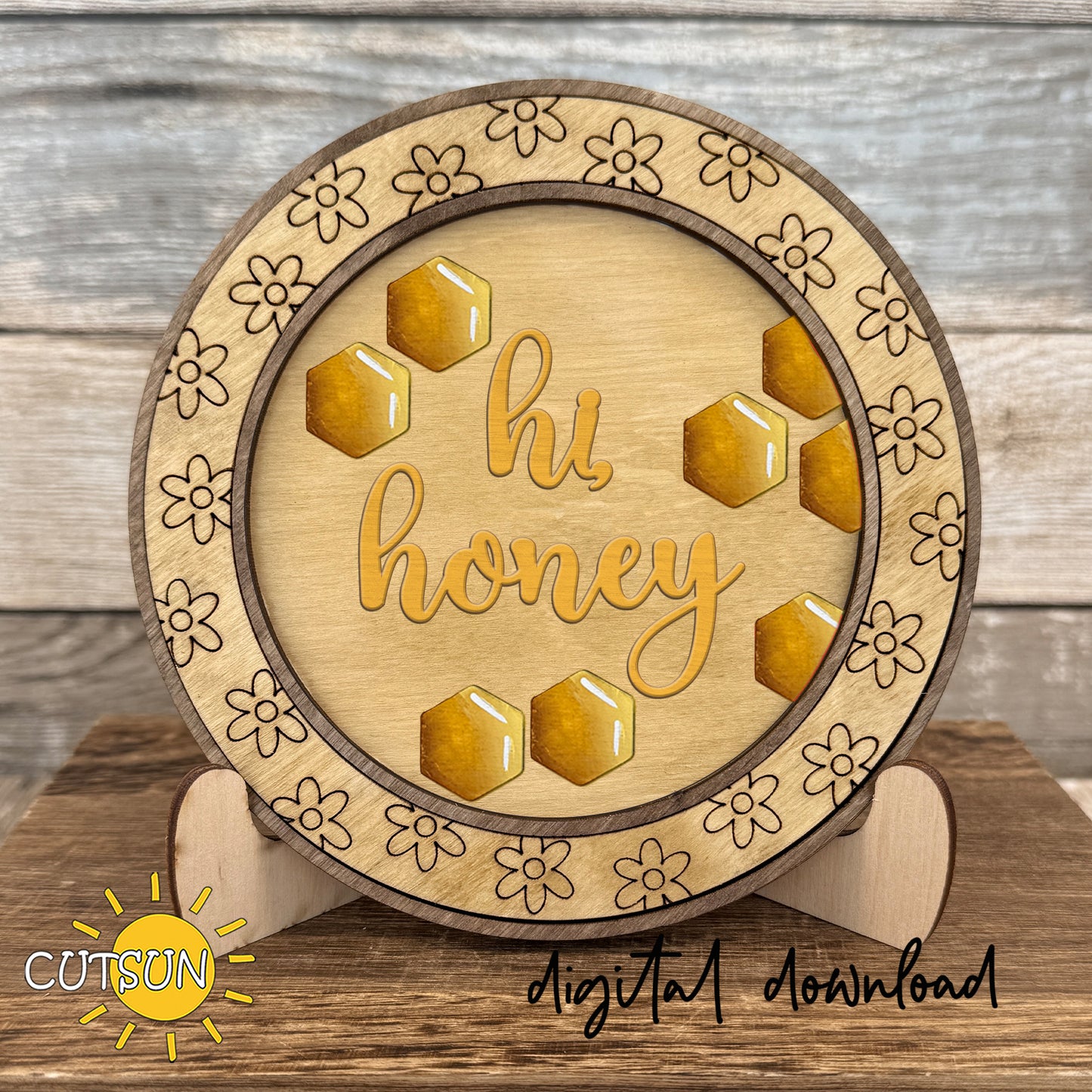 Bee Round Sign SVG Bundle with Interchangeable Frame – 6 Honey Bee Rounds