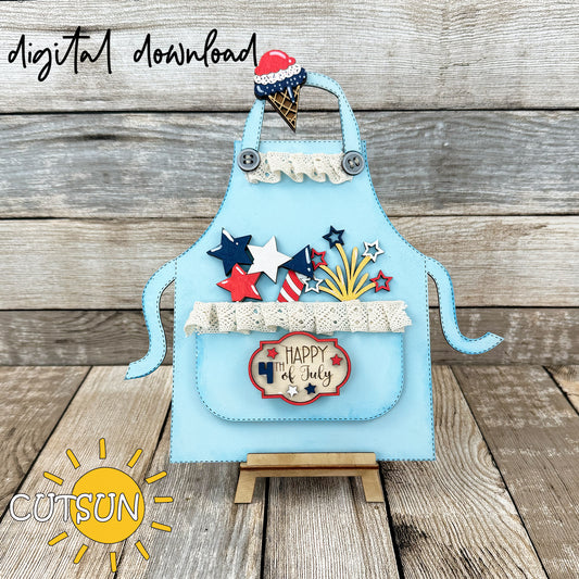 Patriotic 4th of July Add-On for Interchangeable Apron shelf sitter SVG Laser Cut File