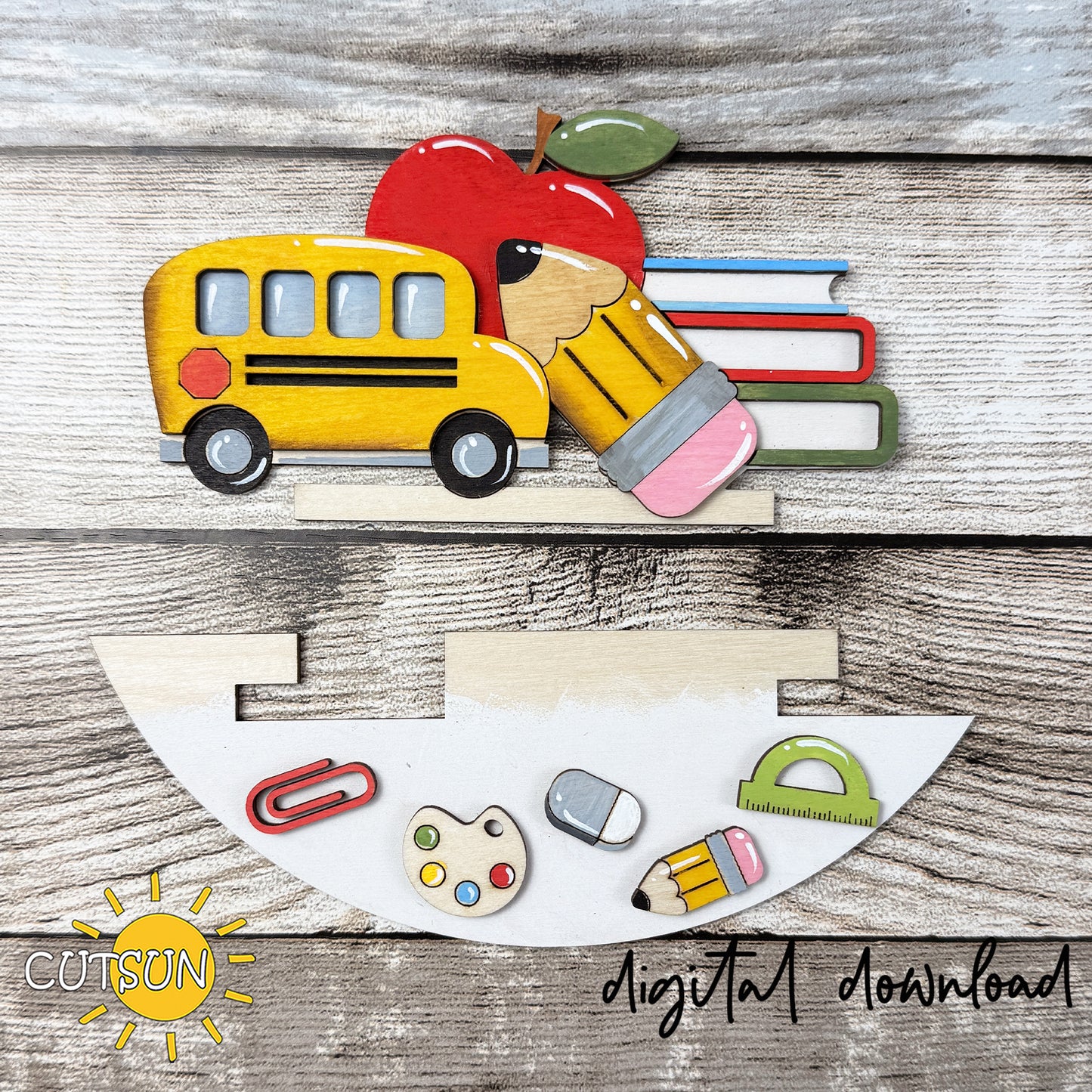 Back to School SVG Insert for Interchangeable Round Sign – Teacher Door Hanger Add-On