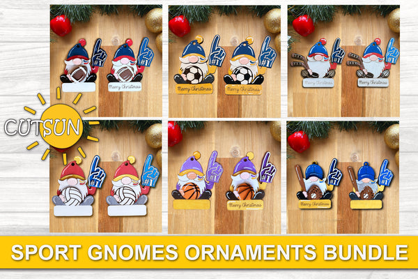 Sport gnomes Christmas ornament SVG bundle for use with laser cutters