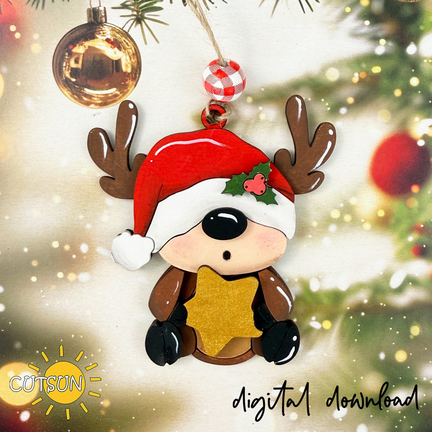 Baby Deer Christmas Ornament SVG Laser cut file