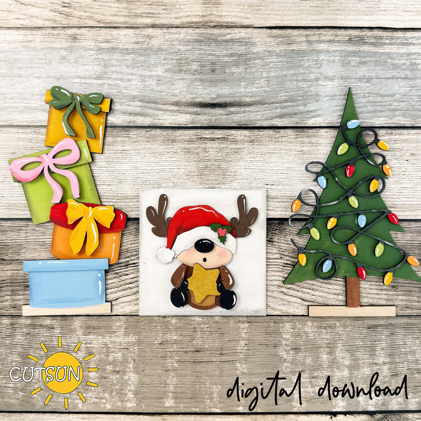 Baby Deer Christmas Farmhouse Window Add-On SVG – Christmas decor Laser cut file