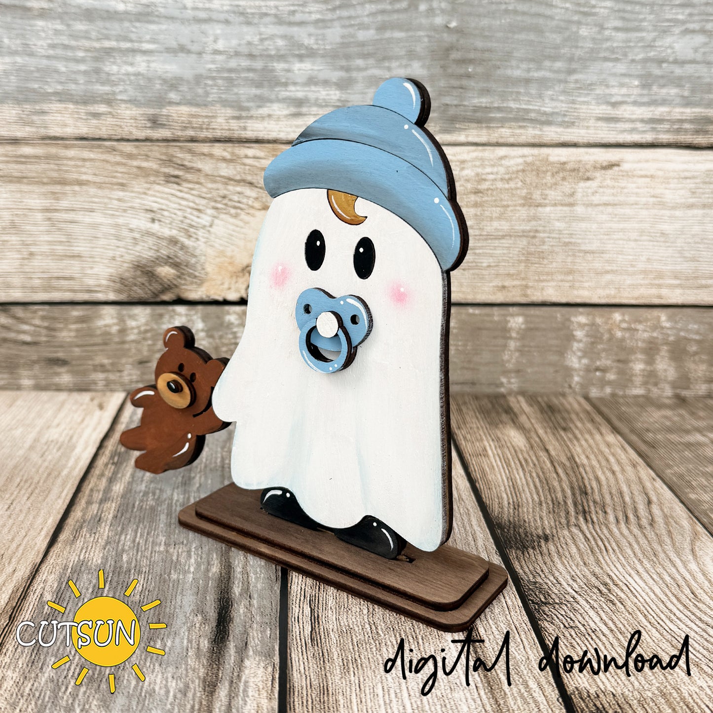 Baby Boo Duo SVG – Cute Ghost Shelf Sitters with Teddy Bear and Rag Doll