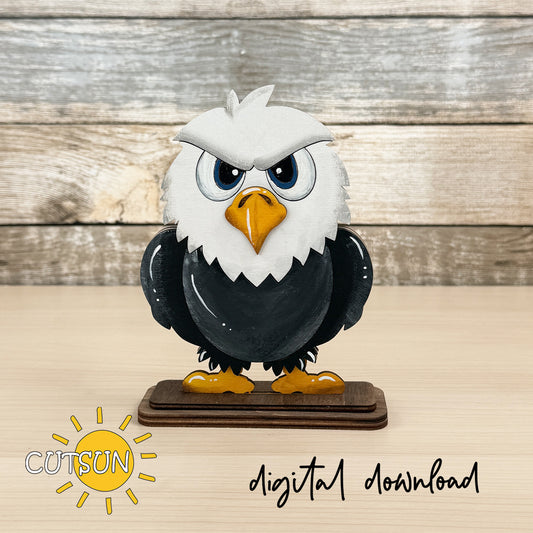 Bald Eagle Shelf Sitter SVG – Patriotic Decor Laser Cut File – Interchangeable Eagle with 3 Stands Digital Download