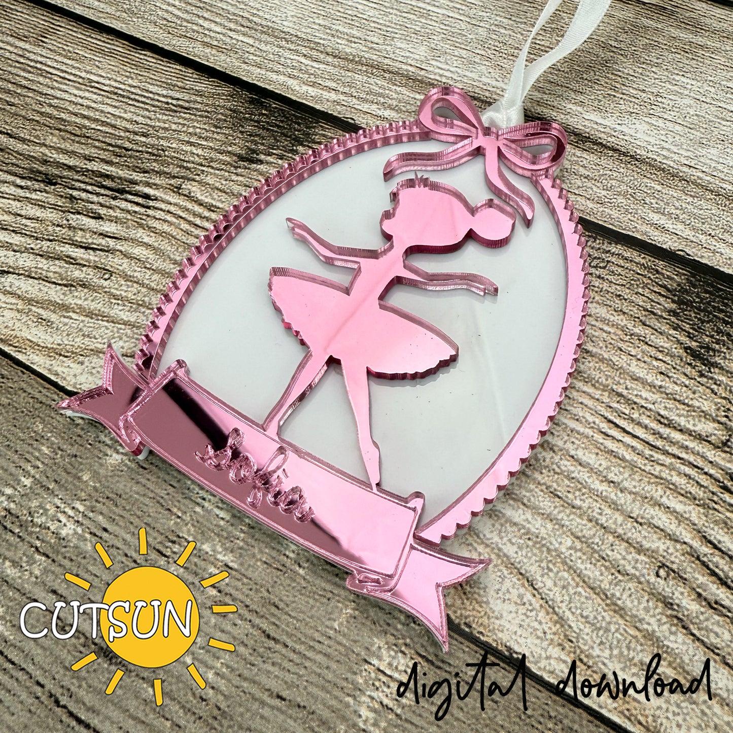 Personalized Ballerina Ornament SVG – Laser Cut Christmas Decoration
