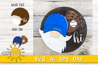 Interchangeable Round Gnome door hanger SVG Baseball Gnome svg Add-on Gnome Hi Door hanger svg Baseball svg Glowforge svg Laser cut file