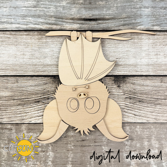 Hanging Bat Shelf Sitter SVG | Cute Halloween Bat Laser Cut File | Shelf Hanging Halloween Decor