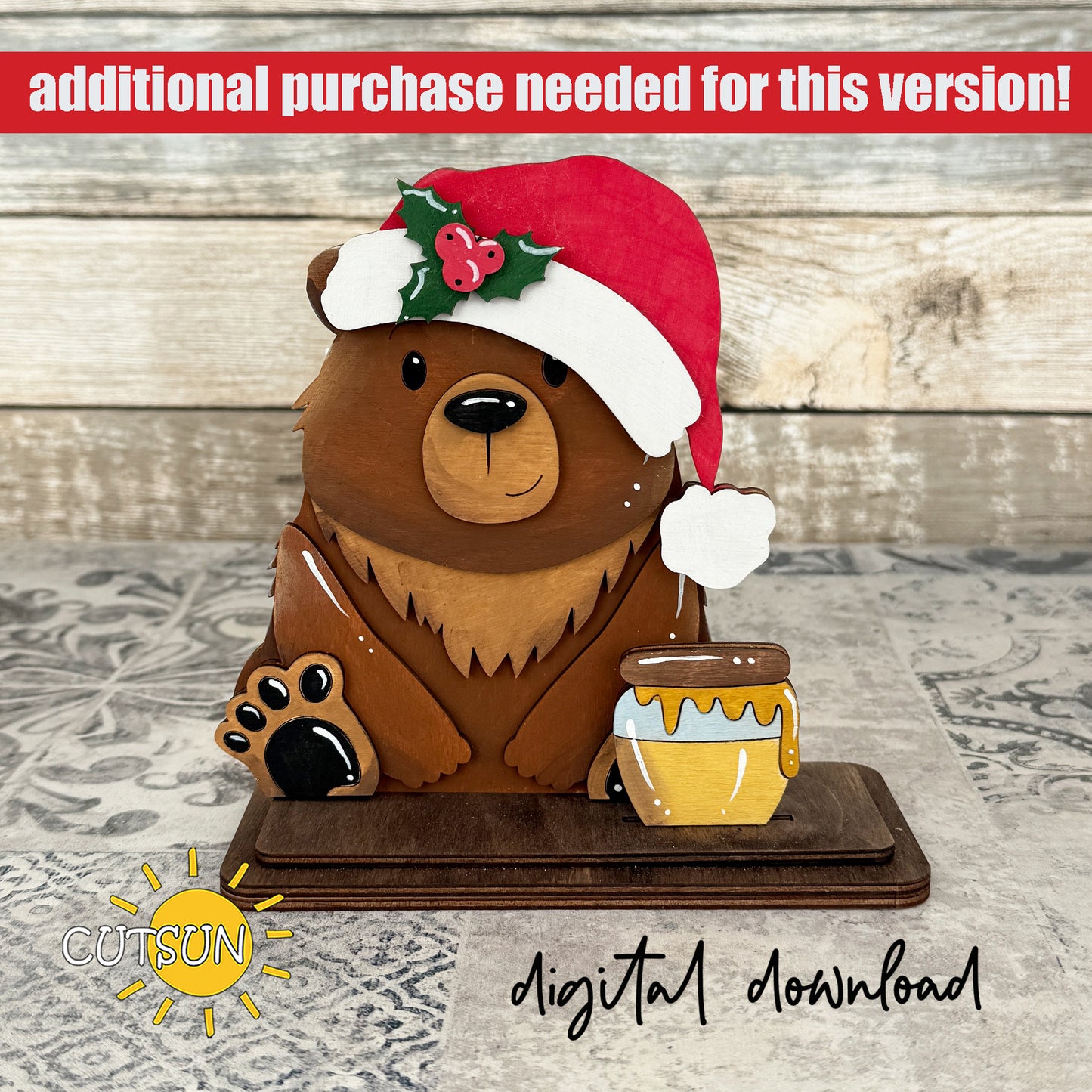Bear Shelf Sitter SVG – Interchangeable Woodland Animal Laser Cut File – Shelf Decor Digital Download