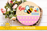 Bee mine door hanger with a cute bee, three flowers and patterned bottom - SVG digital download for use with laser cutters and Cricut / Silhouette craft cutting machines